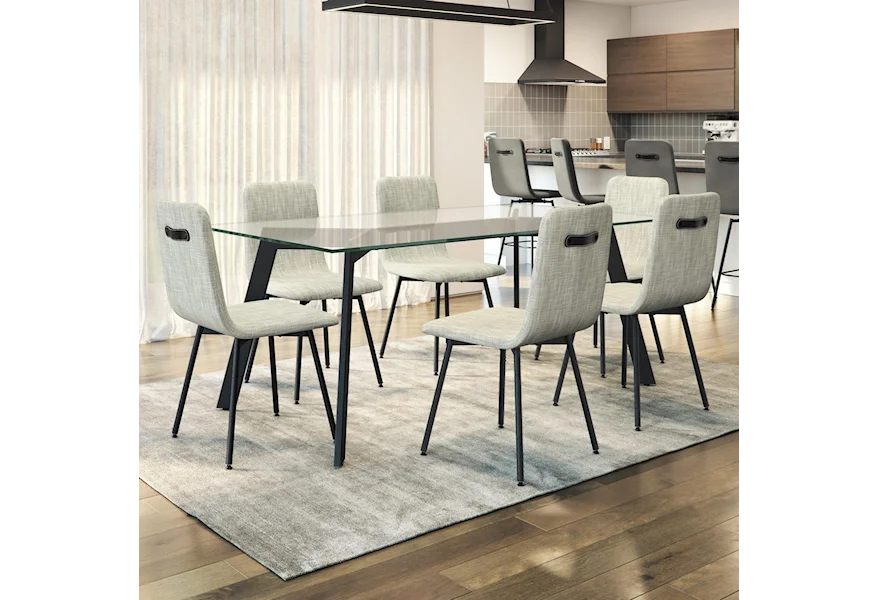 Urban 7-Piece Lidya Table Set with Glass Top by Amisco at Esprit Decor Home Furnishings